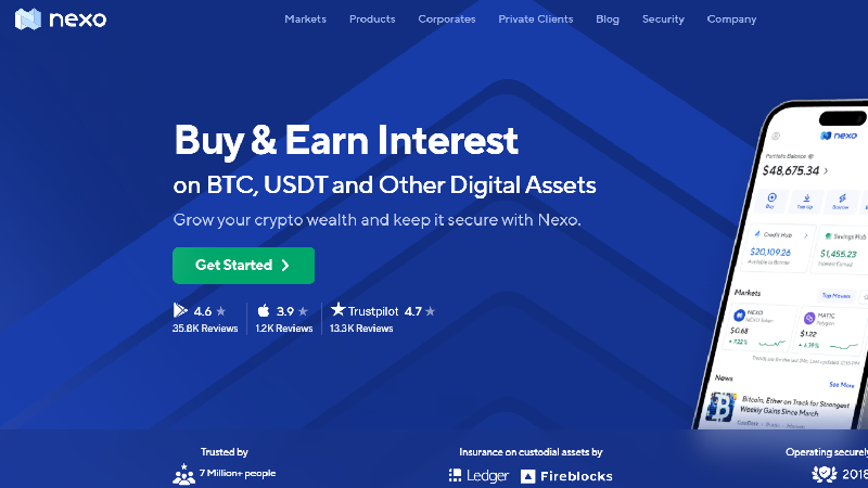 Криптообмен с ниска такса на Nexo.