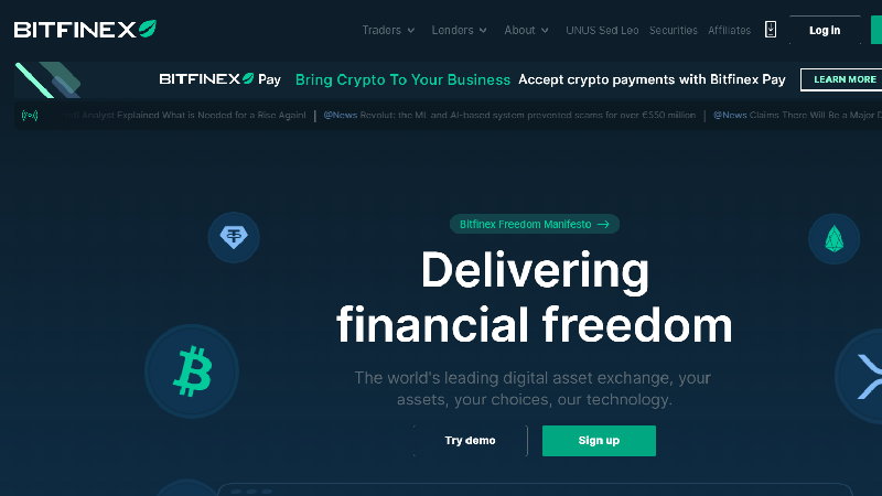 Криптообмен с ниско таксуване Bitfinex.